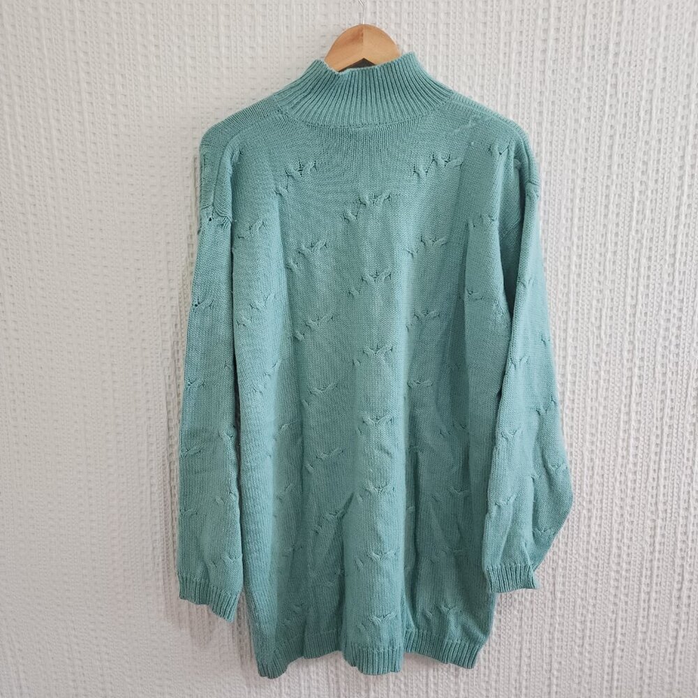 Vintage Teal Mock Neck Sweater M Partners by Mervyn’s 90s Soft Knit Pullover - Picture 2 of 12
